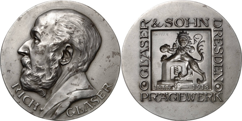 Dresden
 Eisengussmedaille 1918 (P. Sturm) 50 Jahre Prägewerk Glaser & Sohn. Br...
