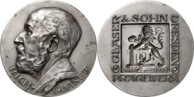 Dresden
 Eisengussmedaille 1918 (P. Sturm) 50 Jahre Prägewerk Glaser & Sohn. Brustbild von Richard Glaser nach links / Im vertieften Rechteck Negativ...