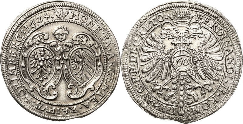 Nürnberg
 Guldiner (60 Kreuzer) 1624, 3 Ähren-Hans Putzer Mit Titel Ferdinand I...