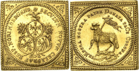 Nürnberg
 Dukatenklippe 1700, CGL-Karl Gottlieb Laufer Lammdukatenklippe Kellner 73 Slg. Erlanger 591 Friedberg 1886 GOLD. 3.43 g. Fast Stempelglanz