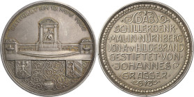 Nürnberg
 Silbermedaille 1909 (C. Selzer/F. König/Lauer) Enthüllung des Schillerdenkmals. Ansicht des Denkmals über 2 Wappen und Vase mit Ranken / 7 ...