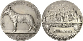 Nürnberg
 Versilberte Bronzemedaille o.J. (um 1935) (Lauer/F. König) Verdienstmedaille des Vereins für deutsche Schäferhunde. Deutscher Schäferhund n...