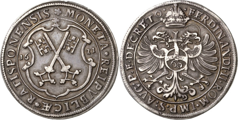 Regensburg-Stadt
 Guldiner (60 Kreuzer) 1621. Mit Titel Ferdinand II Beckenbaue...