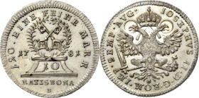 Regensburg-Stadt
 10 Kreuzer 1781, B-Georg Christoph Busch Mit Titel Joseph II Beckenbauer 7505 Prachtexemplar vom Erstabschlag. Äußerst selten in di...