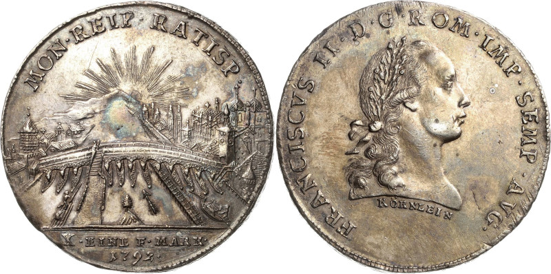 Regensburg-Stadt
 Taler 1792. Auf die Wiederherstellung der Steinernen Brücke. ...