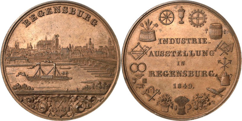 Regensburg-Stadt
 Bronzemedaille 1849 (Birnböck) Industrieausstellung. Stadtans...
