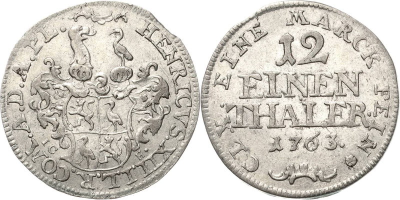 Reuss-Jüngere Linie - Schleiz
Heinrich XII. 1744-1784 1/12 Taler 1763, ICE-Saal...