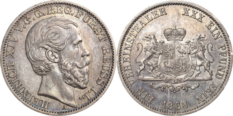 Reuss-Jüngere Linie - Schleiz
Heinrich XIV. 1867-1913 Taler 1868, A-Berlin AKS ...