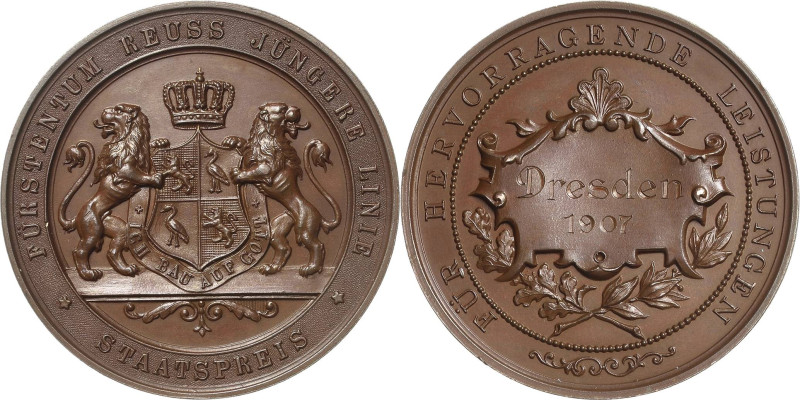 Reuss-Jüngere Linie - Medaillen
 Bronzemedaille o.J. (1907) (unsigniert) Staats...
