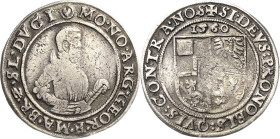 Schlesien-Jägerndorf
Georg Friedrich 1543-1603 1/4 Taler 1560. Hüftbild nach rechts, (Herz im Kreis) MO. NO. ARG. GEOR. F. MA. BR. Z. SL. DVCI / Wapp...