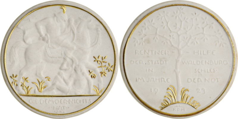 Schlesien-Medaillen
 Weiße Porzellanmedaille mit Golddekor 1923 (Porzellanfabri...