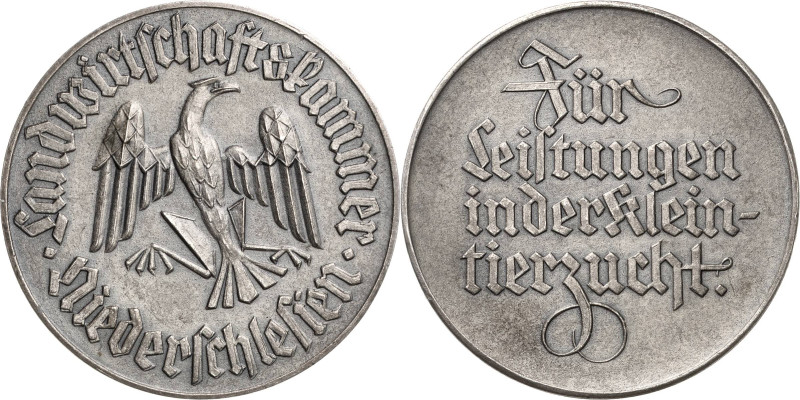 Schlesien-Medaillen
 Versilberte Bronzemedaille o.J. Prämie für Leistungen in d...