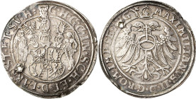 Schwarzburg-Arnstadt und Sondershausen gemeinsam
Günther XLI. und Johann Günther 1552-1569 Taler o.J., Arnstadt Mit Titel Maximilian II. Dreifach beh...