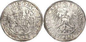 Schwarzburg-Arnstadt und Sondershausen gemeinsam
Günther XLI. und Johann Günther 1552-1569 Taler o.J., Arnstadt Mit Titel Ferdinand I. Dreifach behel...