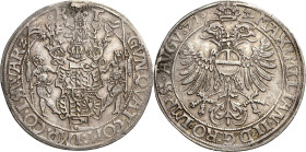 Schwarzburg-Arnstadt und Sondershausen gemeinsam
Günther XLI. allein 1552-1583 Taler 1571, Arnstadt Mit Titel Kaiser Maximilians II. Von Wildem Mann ...