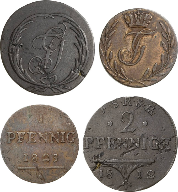 Schwarzburg-Rudolstadt
Friedrich Günther 1807-1867 2 Pfennig 1812 und Pfennig 1...