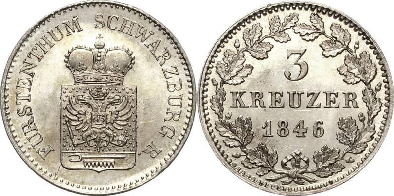 Schwarzburg-Rudolstadt
Friedrich Günther 1807-1867 3 Kreuzer 1846, München AKS ...