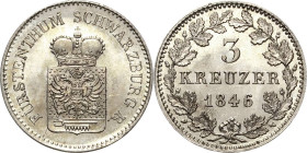 Schwarzburg-Rudolstadt
Friedrich Günther 1807-1867 3 Kreuzer 1846, München AKS 24 Jaeger 44 Prachtvolles Exemplar. Stempelglanz