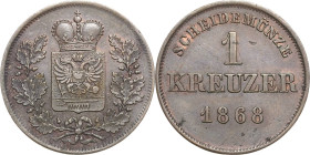 Schwarzburg-Rudolstadt
Albert 1867-1869 Kreuzer 1868, o. Mzz.-München AKS 33 Jaeger 50 Prachtvolles Exemplar. Revers min. Schrötlingsfehler, fast Ste...