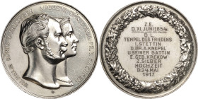 Stettin, Stadt
 Silbermedaille o.J. (graviert 1917) (W. Kullrich/G. Loos) Zur Erinnerung an die Silberne Hochzeit mit eingravierter Widmung der Loge ...