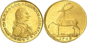 Stolberg-Wernigerode
Christian Ernst 1710-1771 Dukat 1768, EFR-Stolberg Geharnischtes Brustbild nach rechts / Hirsch nach links Friederich 1419 Fried...