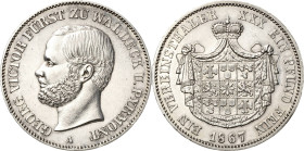Waldeck und Pyrmont
Georg Victor 1845-1893 Taler 1867, A-Berlin AKS 45 Jaeger 45 Kahnt 551 Davenport 929 Vorzüglich-Stempelglanz