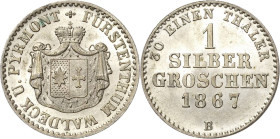 Waldeck und Pyrmont
Georg Victor 1845-1893 Silbergroschen 1867, B-Hannover AKS 47 Jaeger 38 B Prachtexemplar. Stempelglanz