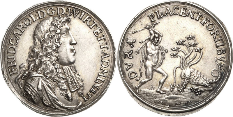 Württemberg
Friedrich Karl 1677-1693 Silbermedaille o.J. (C. Müller) Brustbild ...