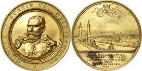 Württemberg
Wilhelm II. 1891-1918 Vergoldete Bronzemedaille 1893 (W. Mayer) Einweihung der neuen Neckarbrücke in Stuttgart- Cannstatt. Brustbild fast...
