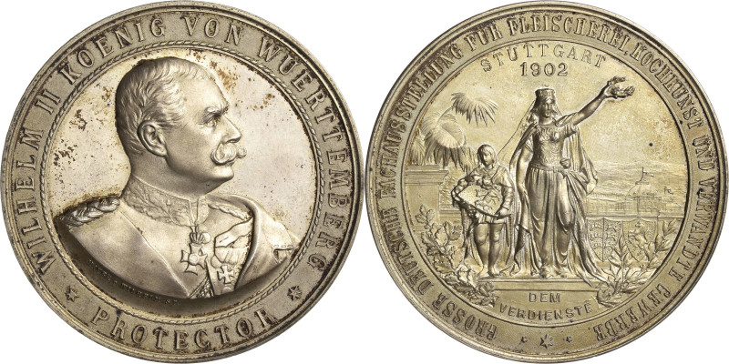 Württemberg
Wilhelm II. 1891-1918 Versilberte Bronzemedaille 1902 (Mayer & Wilh...
