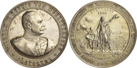 Württemberg
Wilhelm II. 1891-1918 Versilberte Bronzemedaille 1902 (Mayer & Wilhelm) Fachausstellung für Fleischerei, Kochkunst und verwandte Gewerbe....