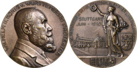 Württemberg
Wilhelm II. 1891-1918 Bronzemedaille 1910 (Mayer & Wilhelm) Prämie der Fachausstellung des Verbandes Deutscher Klempner und Installateure...