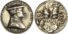 Würzburg-Bistum
Melchior Zobel von Giebelstadt 1544-1558 Vergoldete Silbergussmedaille o. J. (1551) (Joachim Deschler) Brustbild nach rechts / Zweifa...