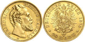 Anhalt
Friedrich I. 1871-1904 20 Mark 1875 A Jaeger 179 Kl. Kratzer, vorzüglich