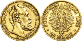 Anhalt
Friedrich I. 1871-1904 20 Mark 1875 A Jaeger 179 Sehr schön