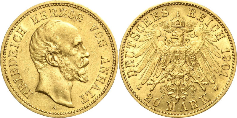 Anhalt
Friedrich I. 1871-1904 20 Mark 1901 A Jaeger 181 Selten. Sehr schön-vorz...