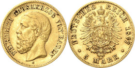 Baden
Friedrich I. 1856-1907 5 Mark 1877 G Jaeger 185 Sehr schön-vorzüglich