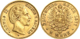 Bayern
Ludwig II. 1864-1886 5 Mark 1877 D Jaeger 195 Fast vorzüglich