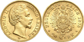 Bayern
Ludwig II. 1864-1886 20 Mark 1875 D Jaeger 197 Sehr seltener Jahrgang. Fast vorzüglich/vorzüglich