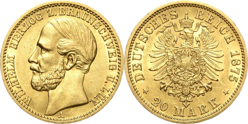 Braunschweig
Wilhelm 1830-1884 20 Mark 1875 A Jaeger 203 Fast vorzüglich/vorzüg...