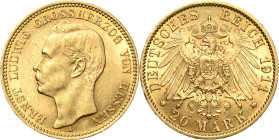 Hessen
Ernst Ludwig 1892-1918 20 Mark 1911 A Jaeger 226 Fast vorzüglich/vorzüglich-Stempelglanz