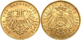 Lübeck
 10 Mark 1901 A Jaeger 227 Vorzüglich-Stempelglanz