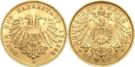 Lübeck
 10 Mark 1904 A Jaeger 227 Vorzüglich-Stempelglanz