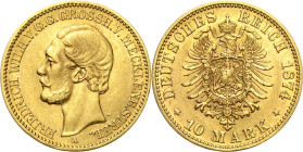 Mecklenburg-Strelitz
Friedrich Wilhelm 1860-1904 10 Mark 1874 A Jaeger 237 Selten. Min. Fassungsspuren, sehr schön-vorzüglich