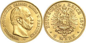 Preußen
Wilhelm I. 1861-1888 5 Mark 1877 C Jaeger 244 Kl. Randfehler, sehr schön-vorzüglich