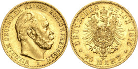 Preußen
Wilhelm I. 1861-1888 20 Mark 1875 B Jaeger 246 Selten. Kl. Randfehler, fast vorzüglich