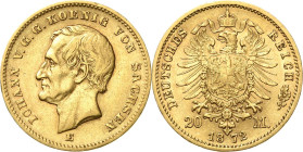 Sachsen
Johann 1854-1873 20 Mark 1872 E Jaeger 258 Sehr schön+