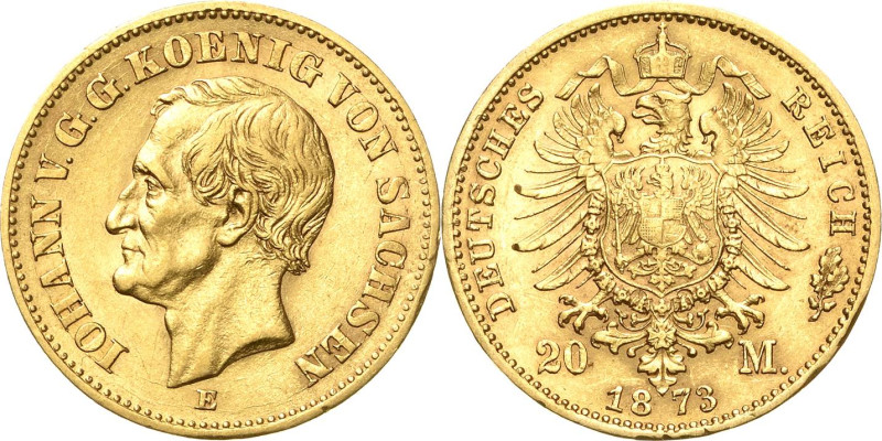Sachsen
Johann 1854-1873 20 Mark 1873 E Jaeger 259 Sehr schön-vorzüglich