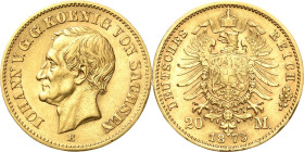 Sachsen
Johann 1854-1873 20 Mark 1873 E Jaeger 259 Sehr schön-vorzüglich