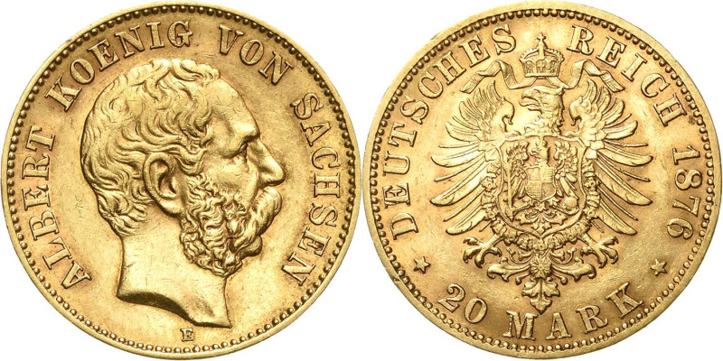 Sachsen
Albert 1873-1902 20 Mark 1876 E Jaeger 262 Sehr schön-vorzüglich